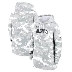 Premium Seattle Seahawks Nike Women's 2024 Salute To Service Club Fleece Pullover Hoodie - Arctic Camo