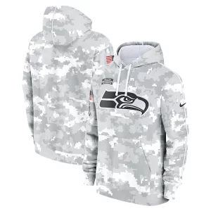 Amazing Seattle Seahawks Nike 2024 Salute to Service Club Fleece Pullover Hoodie - Arctic Camo