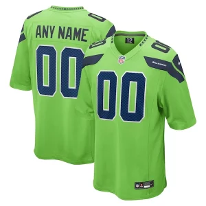 Amazing Seattle Seahawks Nike Alternate Custom Game Jersey - Neon Green