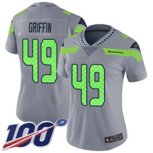 Premium Seahawks #49 Shaquem Griffin Silver Women's Stitched NFL Limited Inverted Legend 100th Season Jersey