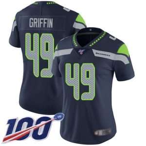 Superb Seahawks #49 Shaquem Griffin Steel Blue Team Color Women's Stitched NFL 100th Season Vapor Limited Jersey