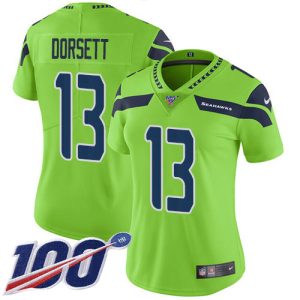 Exceptional Seahawks #13 Phillip Dorsett Green Women's Stitched NFL Limited Rush 100th Season Jersey