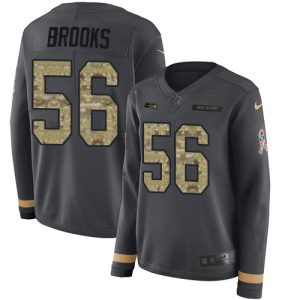Exceptional Seahawks #56 Jordyn Brooks Anthracite Salute to Service Women's Stitched NFL Limited Therma Long Sleeve Jersey