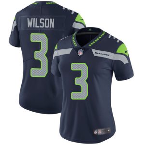 Exceptional Seahawks #3 Russell Wilson Steel Blue Team Color Women's Stitched NFL Vapor Untouchable Limited Jersey