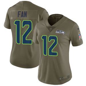 Top notch Seahawks #12 Fan Olive Women's Stitched NFL Limited 2017 Salute to Service Jersey