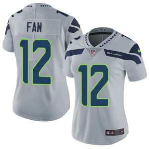 Top notch Seahawks #12 Fan Grey Alternate Women's Stitched NFL Vapor Untouchable Limited Jersey