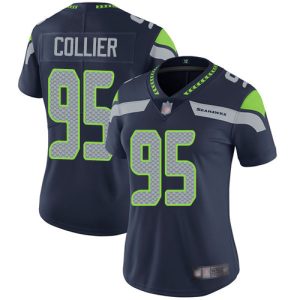 Superb Seahawks #95 L.J. Collier Steel Blue Team Color Women's Stitched NFL Vapor Untouchable Limited Jersey
