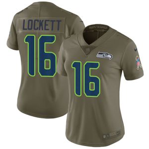 Delightful Seahawks #16 Tyler Lockett Olive Women's Stitched NFL Limited 2017 Salute to Service Jersey