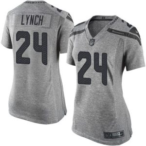 Premium Seahawks #24 Marshawn Lynch Gray Women's Stitched NFL Limited Gridiron Gray Jersey