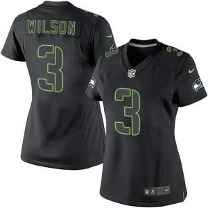 Outstanding Seahawks #3 Russell Wilson Black Impact Women's Stitched NFL Limited Jersey