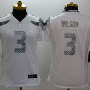 Superb Seahawks #3 Russell Wilson White Women's Stitched NFL Limited Platinum Jersey
