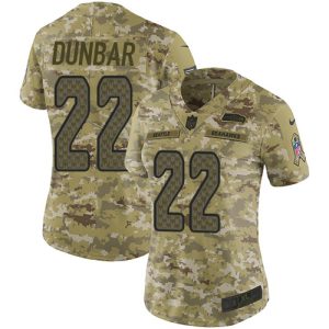 Outstanding Seahawks #22 Quinton Dunbar Camo Women's Stitched NFL Limited 2018 Salute To Service Jersey