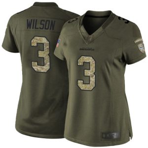 High quality Seahawks #3 Russell Wilson Green Women's Stitched NFL Limited 2015 Salute to Service Jersey