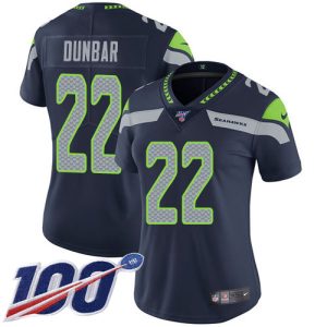 High quality Seahawks #22 Quinton Dunbar Steel Blue Team Color Women's Stitched NFL 100th Season Vapor Untouchable Limited Jersey