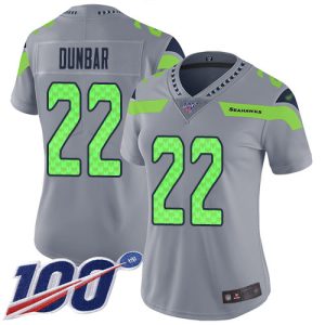 Outstanding Seahawks #22 Quinton Dunbar Gray Women's Stitched NFL Limited Inverted Legend 100th Season Jersey