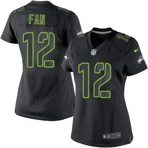 Top notch Seahawks #12 Fan Black Impact Women's Stitched NFL Limited Jersey