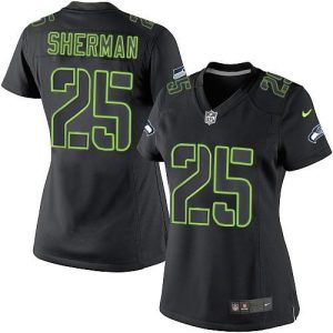 Delightful Seahawks #25 Richard Sherman Black Impact Women's Stitched NFL Limited Jersey