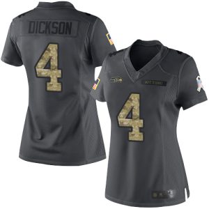 Stunning Seahawks #4 Michael Dickson Black Women's Stitched NFL Limited 2016 Salute to Service Jersey