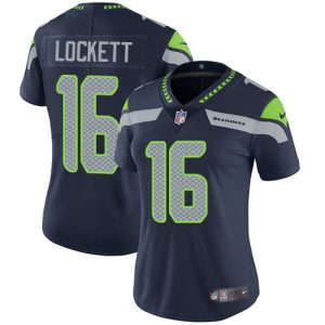 Exceptional Seahawks #16 Tyler Lockett Steel Blue Team Color Women's Stitched NFL Vapor Untouchable Limited Jersey