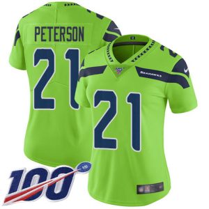 Top notch Seahawks #21 Adrian Peterson Green Women's Stitched NFL Limited Rush 100th Season Jersey