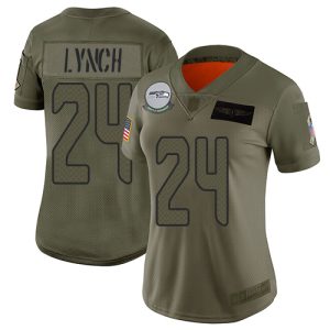 Premium Seahawks #24 Marshawn Lynch Camo Women's Stitched NFL Limited 2019 Salute to Service Jersey