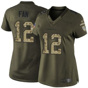 Stunning Seahawks #12 Fan Green Women's Stitched NFL Limited 2015 Salute to Service Jersey