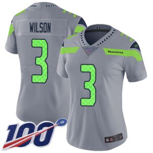Top notch Seahawks #3 Russell Wilson Silver Women's Stitched NFL Limited Inverted Legend 100th Season Jersey