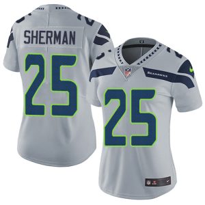 Delightful Seahawks #25 Richard Sherman Grey Alternate Women's Stitched NFL Vapor Untouchable Limited Jersey