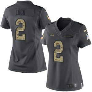 Amazing Seahawks #2 Drew Lock Black Women's Stitched NFL Limited 2016 Salute to Service Jersey