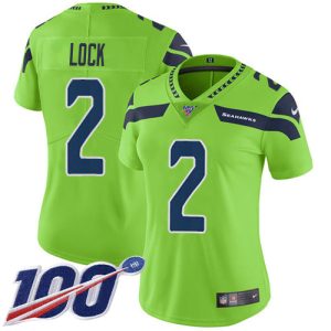 Amazing Seahawks #2 Drew Lock Green Women's Stitched NFL Limited Rush 100th Season Jersey