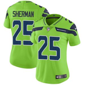 Exceptional Seahawks #25 Richard Sherman Green Women's Stitched NFL Limited Rush Jersey
