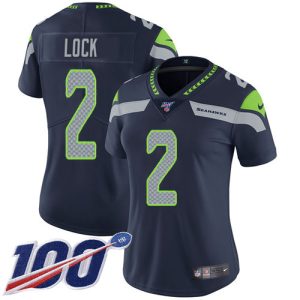 Delightful Seahawks #2 Drew Lock Steel Blue Team Color Women's Stitched NFL 100th Season Vapor Untouchable Limited Jersey