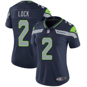 Outstanding Seahawks #2 Drew Lock Steel Blue Team Color Women's Stitched NFL Vapor Untouchable Limited Jersey
