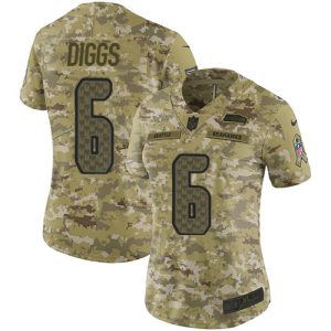 Fantastic Seahawks #6 Quandre Diggs Camo Women's Stitched NFL Limited 2018 Salute To Service Jersey