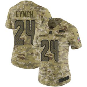 Superb Seahawks #24 Marshawn Lynch Camo Women's Stitched NFL Limited 2018 Salute to Service Jersey