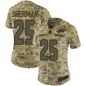 Superb Seahawks #25 Richard Sherman Camo Women's Stitched NFL Limited 2018 Salute to Service Jersey