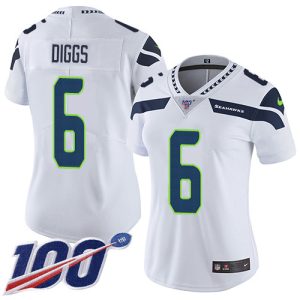 Premium Seahawks #6 Quandre Diggs White Women's Stitched NFL 100th Season Vapor Limited Jersey