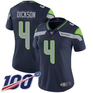 Superb Seahawks #4 Michael Dickson Steel Blue Team Color Women's Stitched NFL 100th Season Vapor Limited Jersey