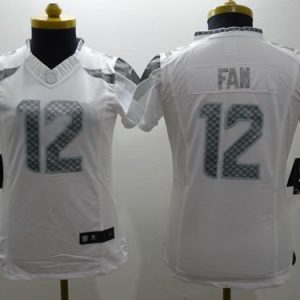 High quality Seahawks #12 Fan White Women's Stitched NFL Limited Platinum Jersey
