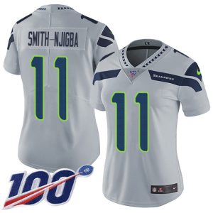 Delightful Seahawks #11 Jaxon Smith-Njigba Grey Alternate Women's Stitched NFL 100th Season Vapor Untouchable Limited Jersey
