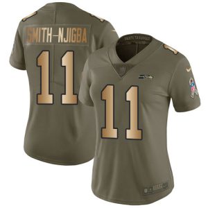 High quality Seahawks #11 Jaxon Smith-Njigba Olive/Gold Women's Stitched NFL Limited 2017 Salute To Service Jersey