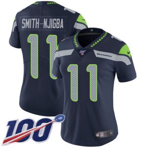 Amazing Seahawks #11 Jaxon Smith-Njigba Steel Blue Team Color Women's Stitched NFL 100th Season Vapor Untouchable Limited Jersey