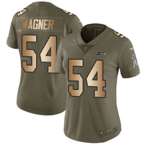 Stunning Seahawks #54 Bobby Wagner Olive/Gold Women's Stitched NFL Limited 2017 Salute to Service Jersey