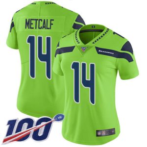Top notch Seahawks #14 D.K. Metcalf Green Women's Stitched NFL Limited Rush 100th Season Jersey
