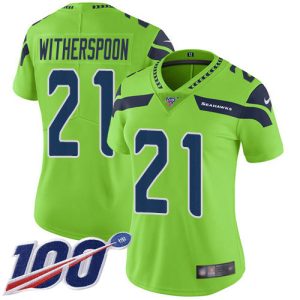 High quality Seahawks #21 Devon Witherspoon Green Women's Stitched NFL Limited Rush 100th Season Jersey