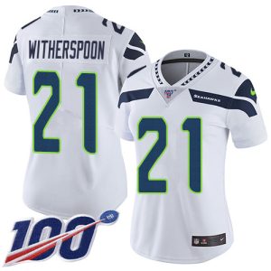 Superb Seahawks #21 Devon Witherspoon White Women's Stitched NFL 100th Season Vapor Limited Jersey