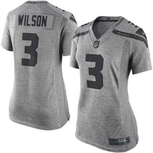 Top notch Seahawks #3 Russell Wilson Gray Women's Stitched NFL Limited Gridiron Gray Jersey