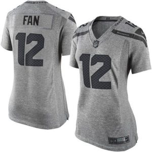 High quality Seahawks #12 Fan Gray Women's Stitched NFL Limited Gridiron Gray Jersey