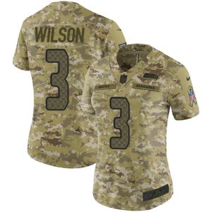 Fantastic Seahawks #3 Russell Wilson Camo Women's Stitched NFL Limited 2018 Salute to Service Jersey