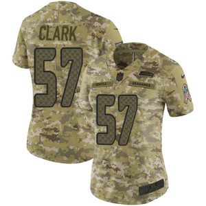 Outstanding Seahawks #57 Frank Clark Camo Women's Stitched NFL Limited 2018 Salute To Service Jersey